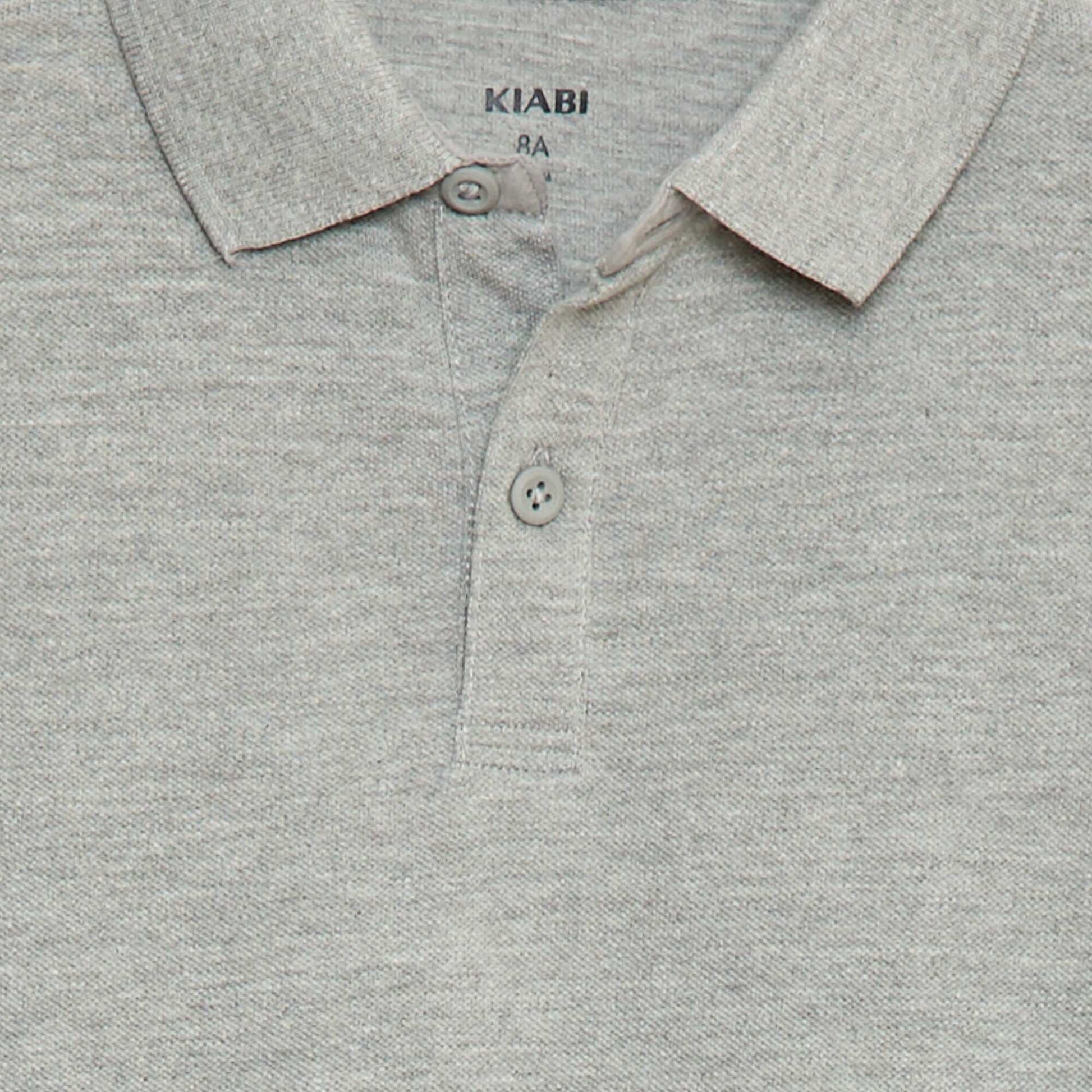 Polo manches longues en maille piquée GRIS