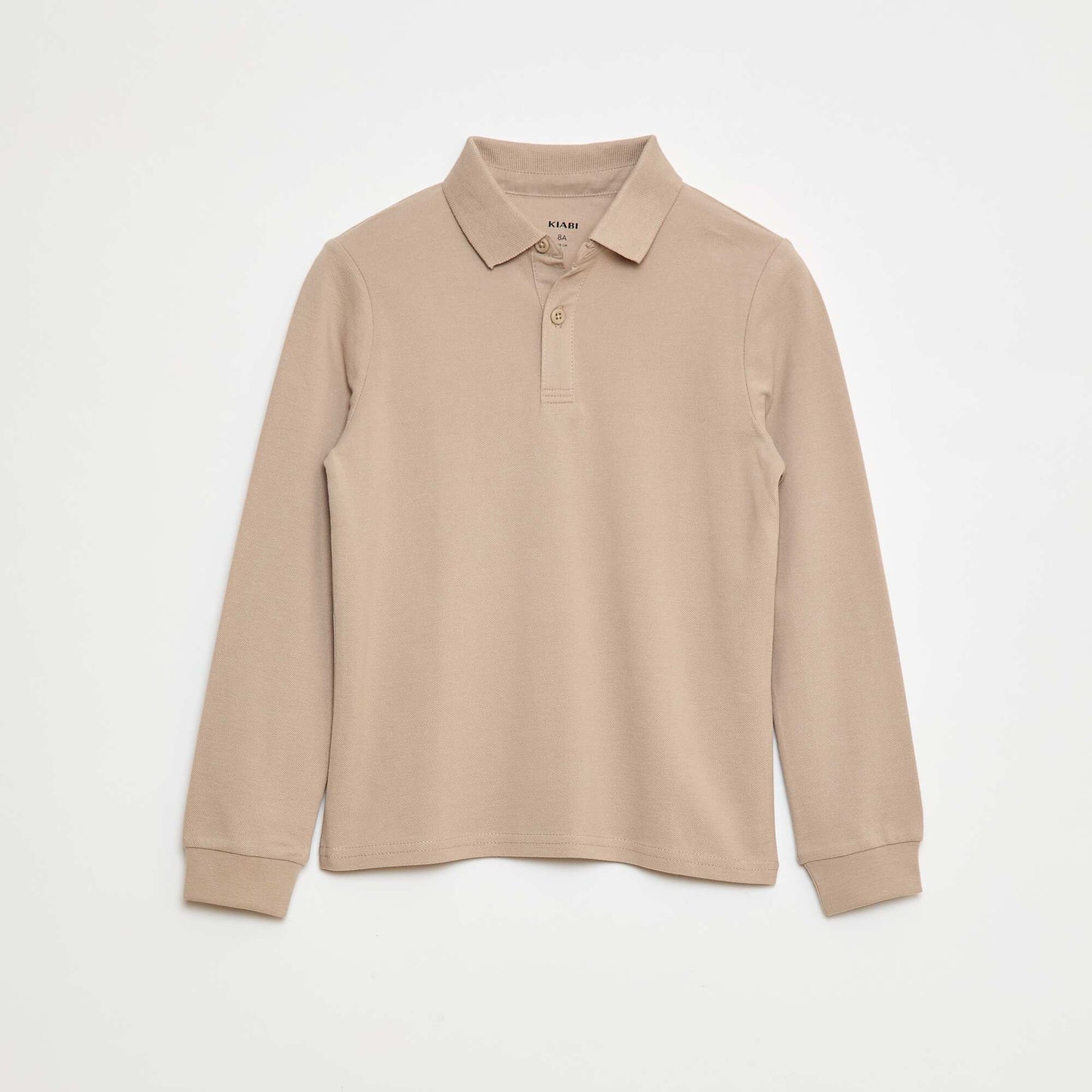 Polo manches longues en maille piquée BEIGE