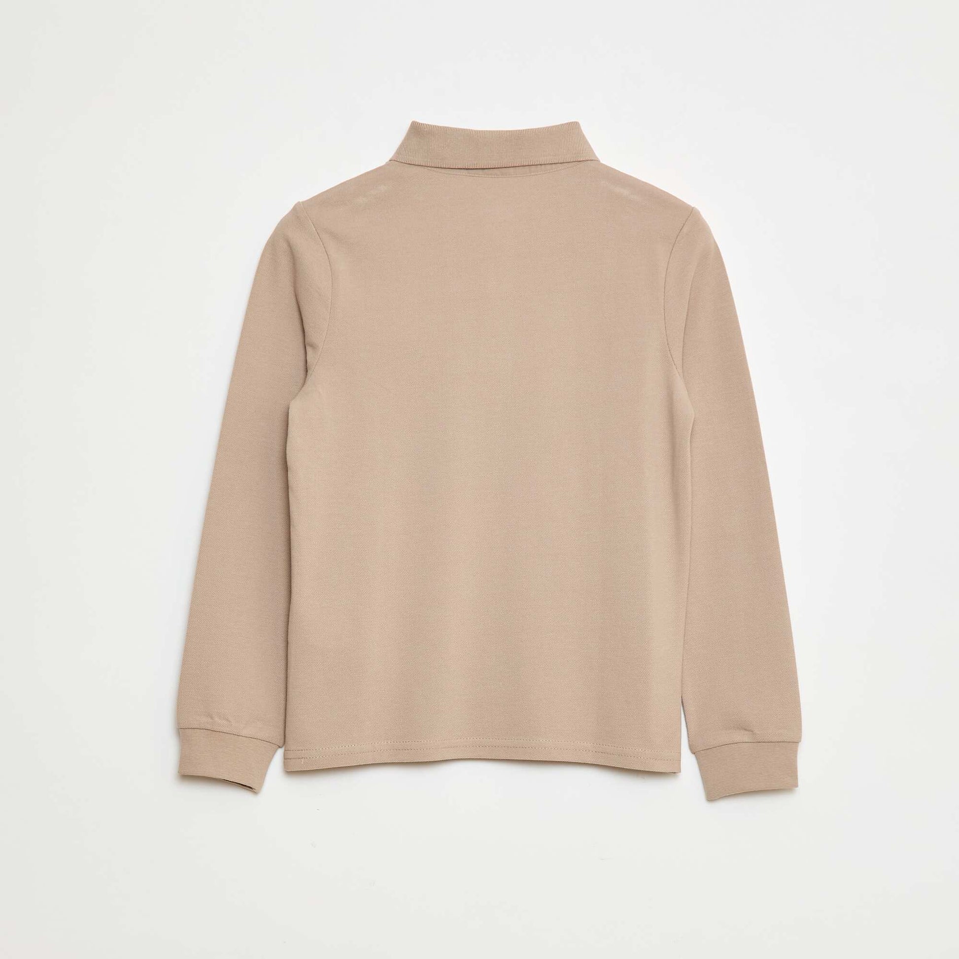 Polo manches longues en maille piquée BEIGE