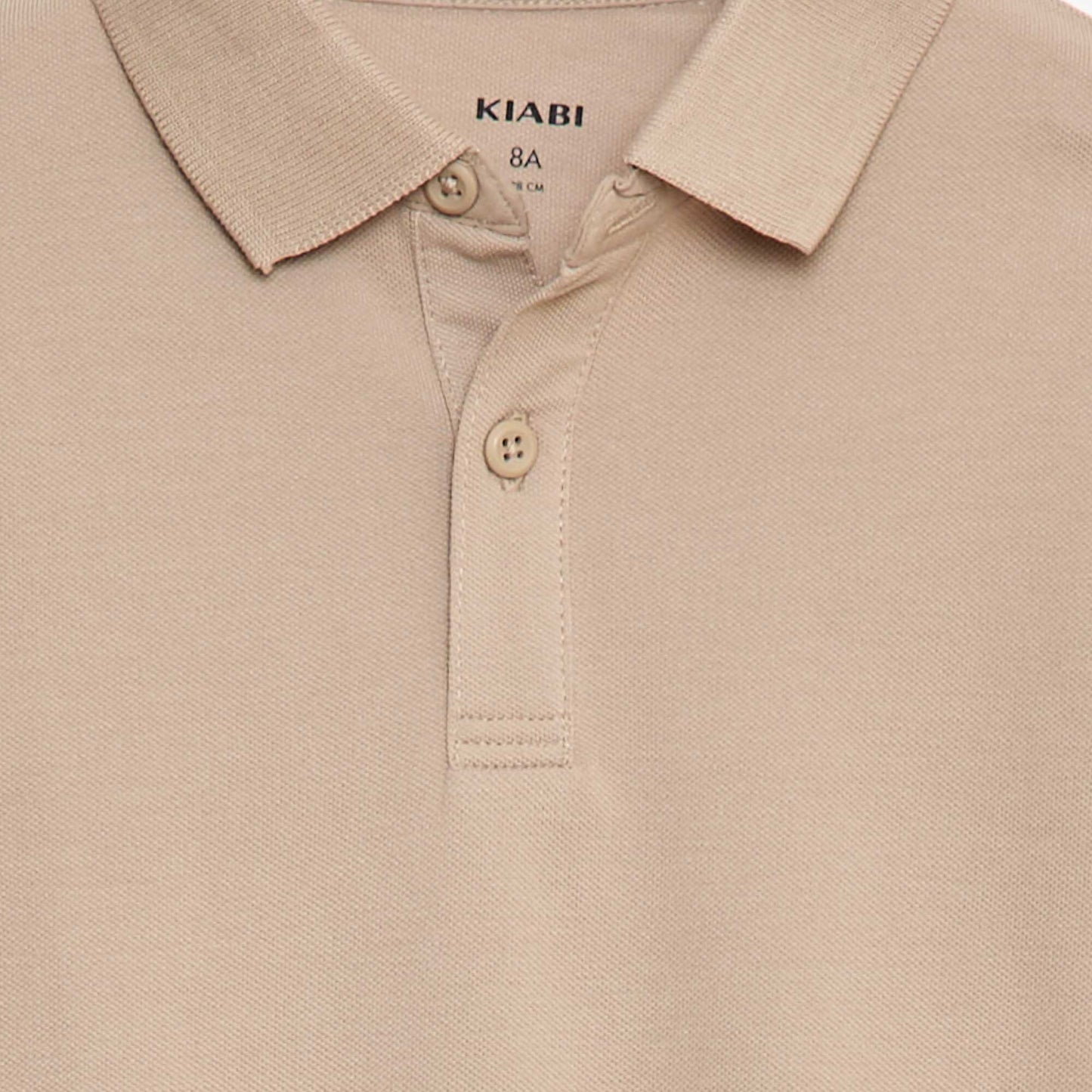 Polo manches longues en maille piquée BEIGE