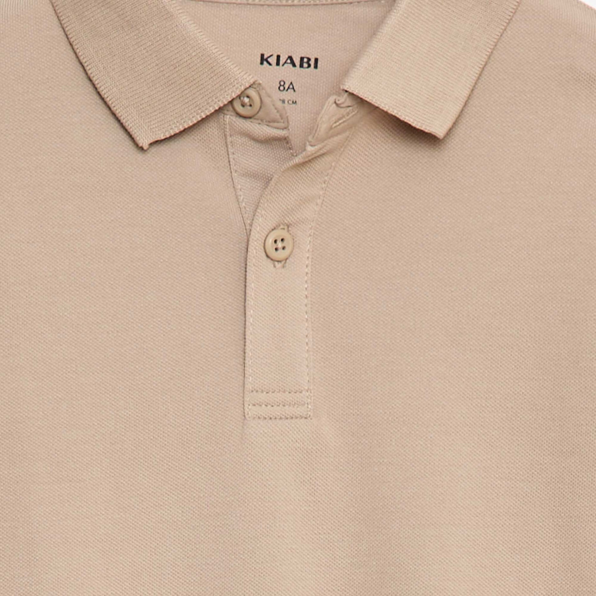 Polo manches longues en maille piquée BEIGE