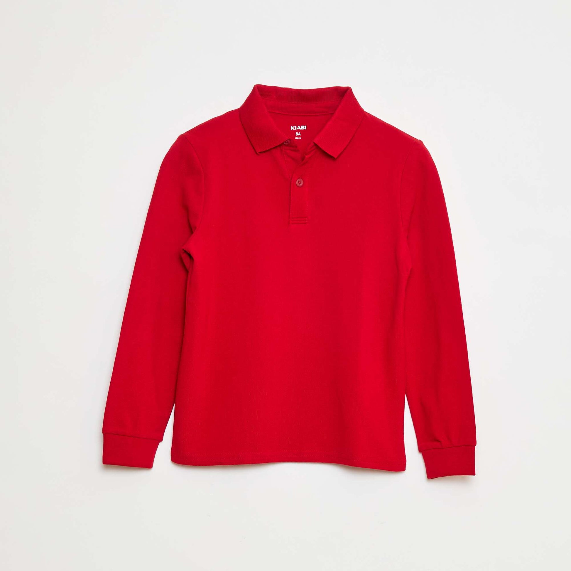 Polo manches longues en maille piquée ROUGE