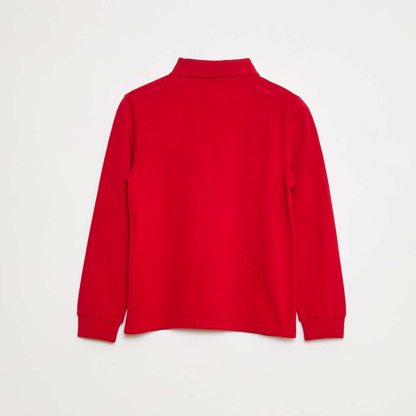 Polo manches longues en maille piquée ROUGE