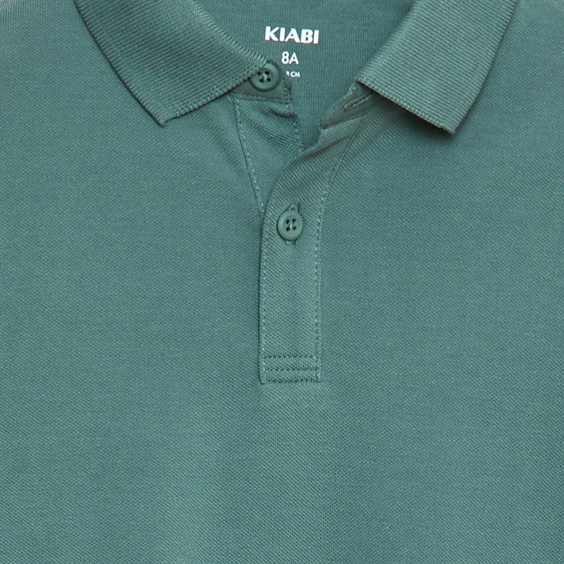 Polo manches longues en maille piquée VERT