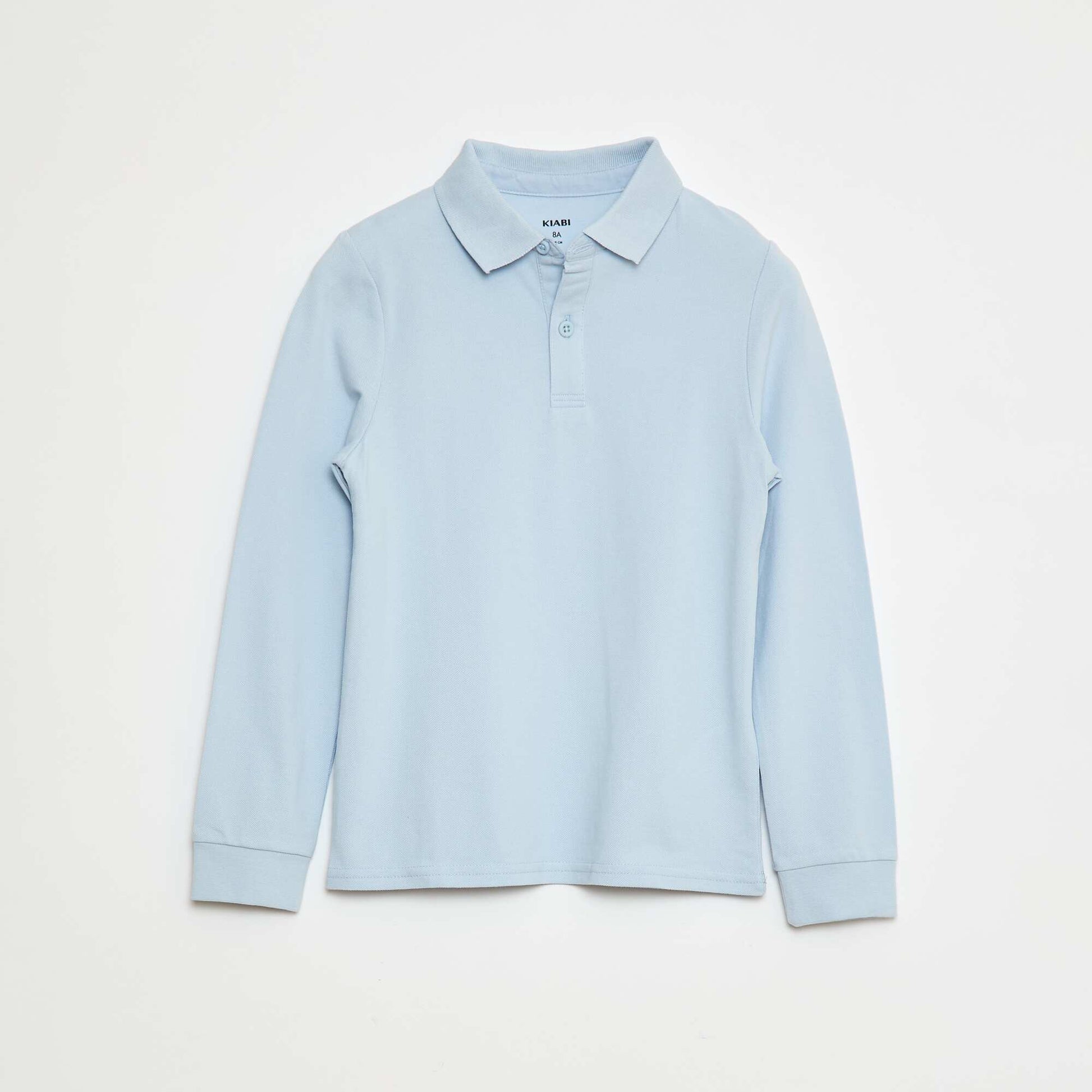 Polo manches longues en maille piquée BLEU