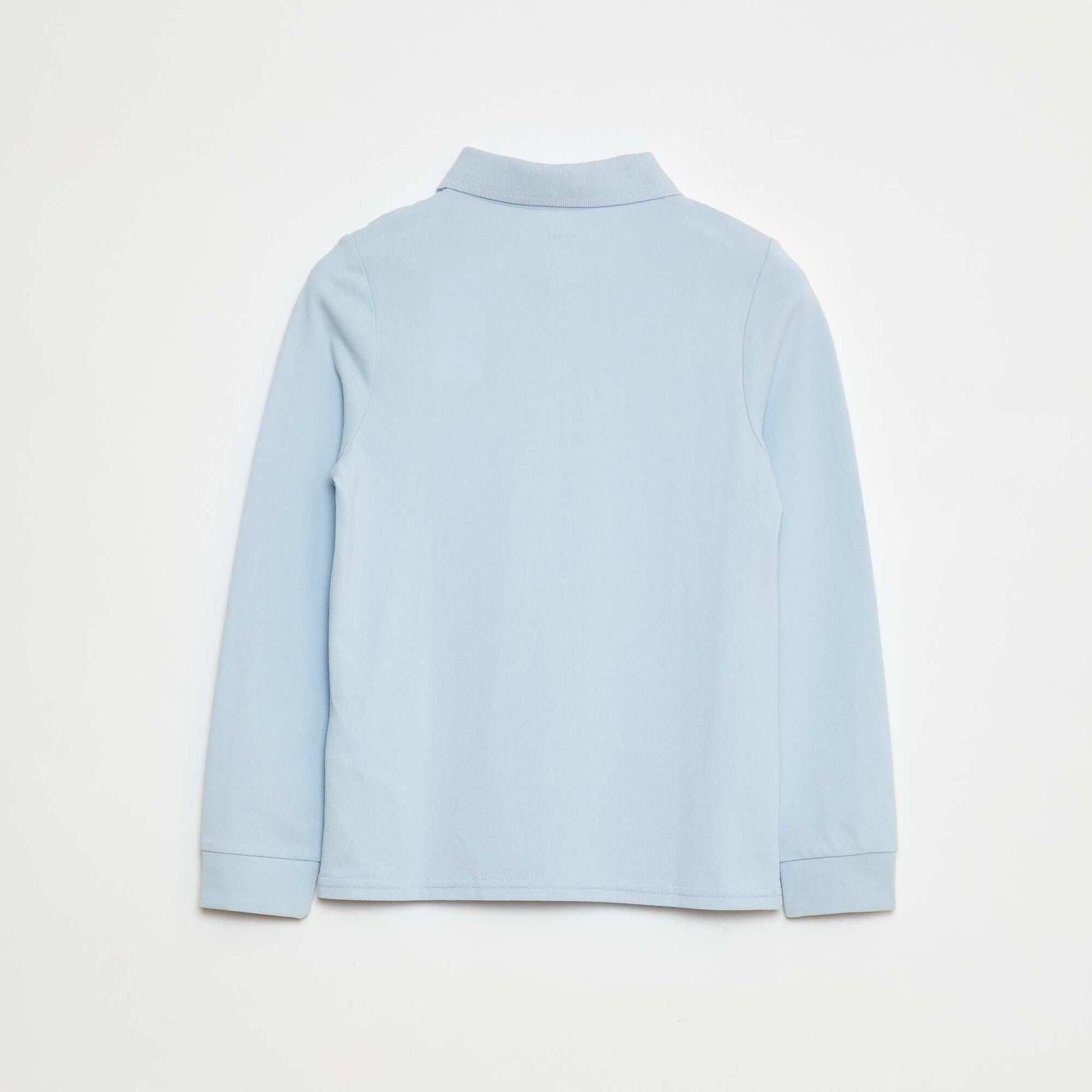 Polo manches longues en maille piquée BLEU