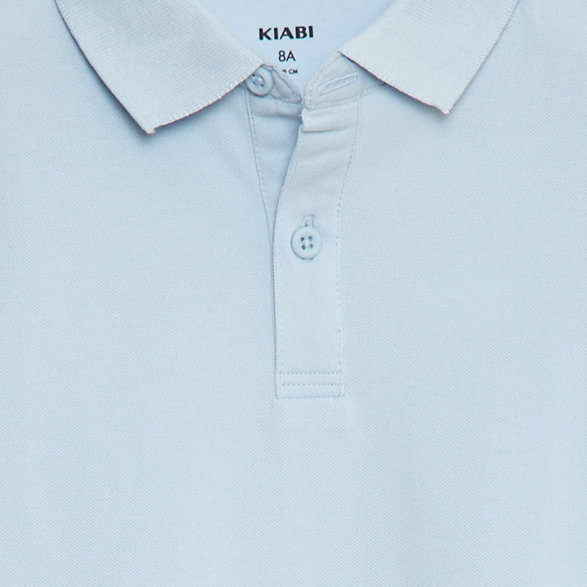 Polo manches longues en maille piquée BLEU