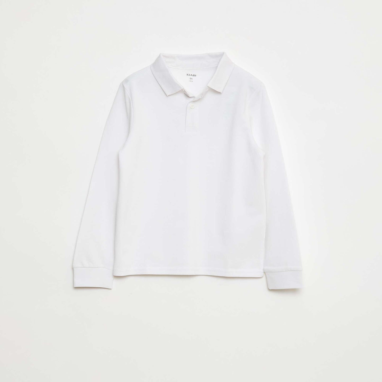Polo manches longues en maille piquée BLANC
