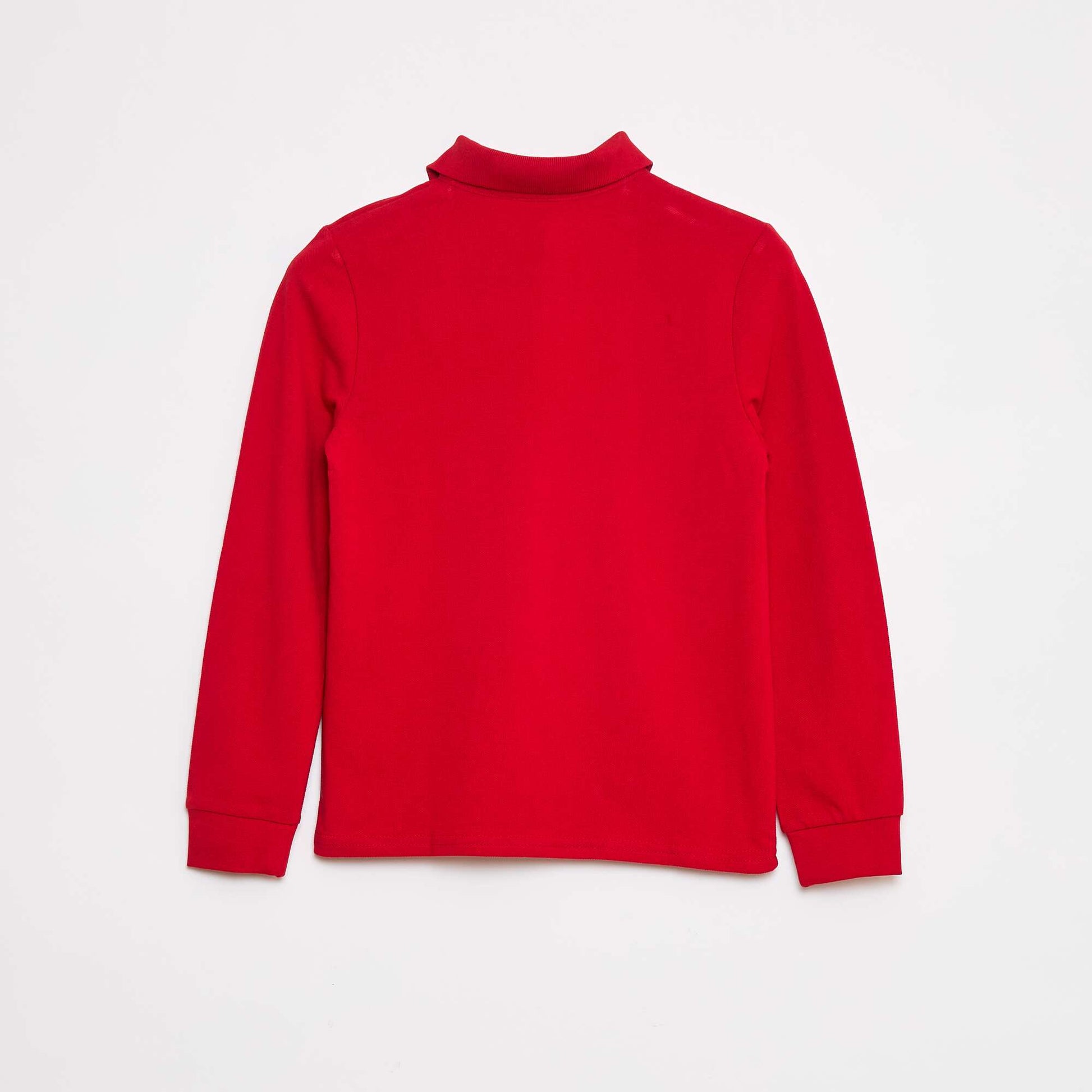 Polo manches longues en maille piquée ROUGE