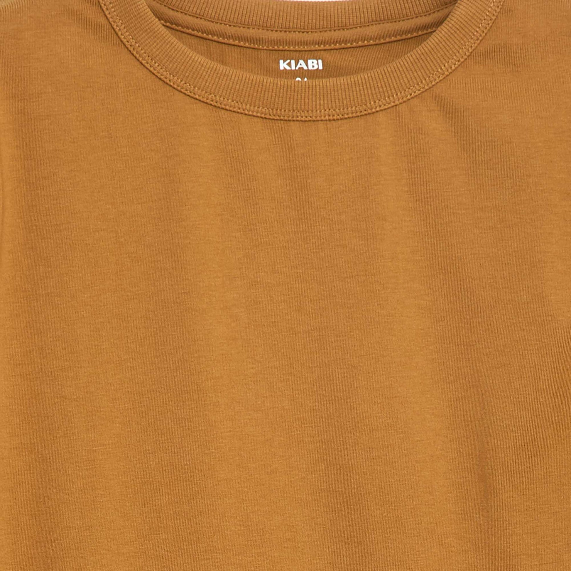 T-shirt manches longues uni MOUTARDE