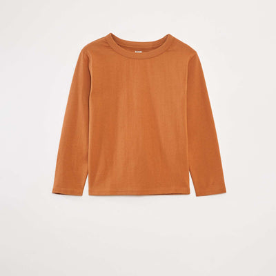 T-shirt manches longues uni MARRON