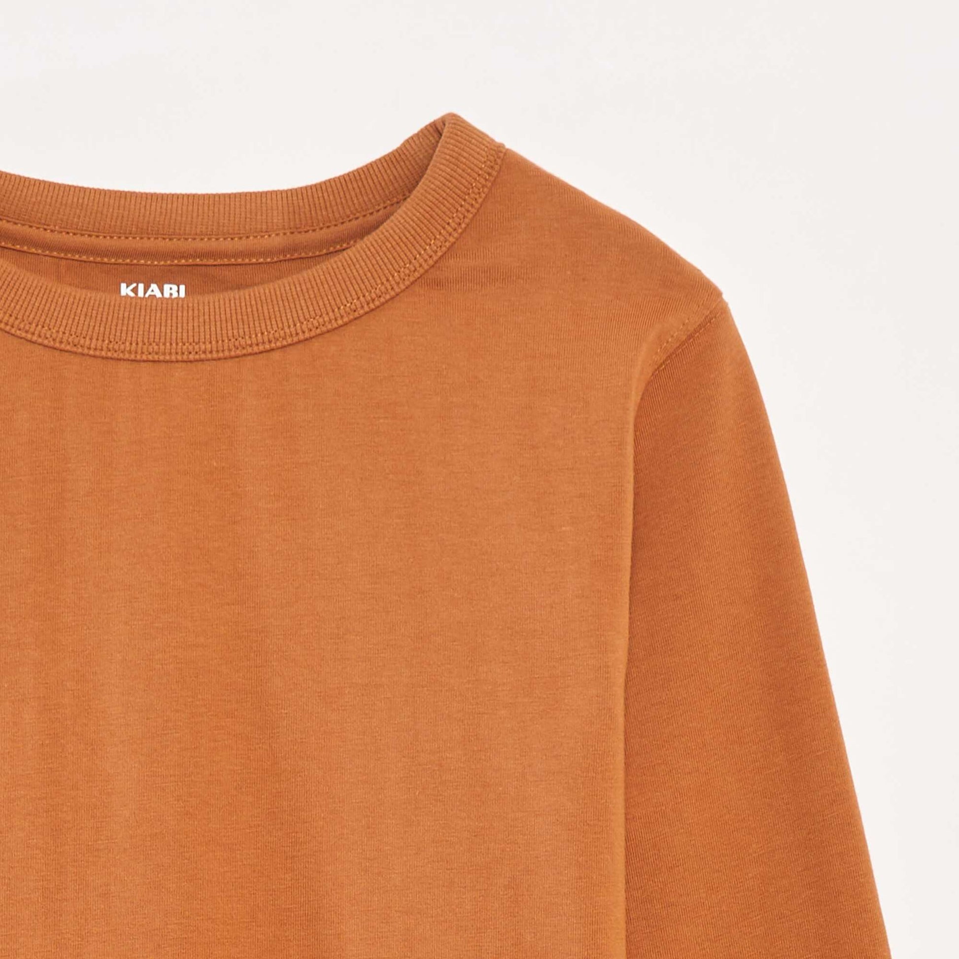 T-shirt manches longues uni MARRON