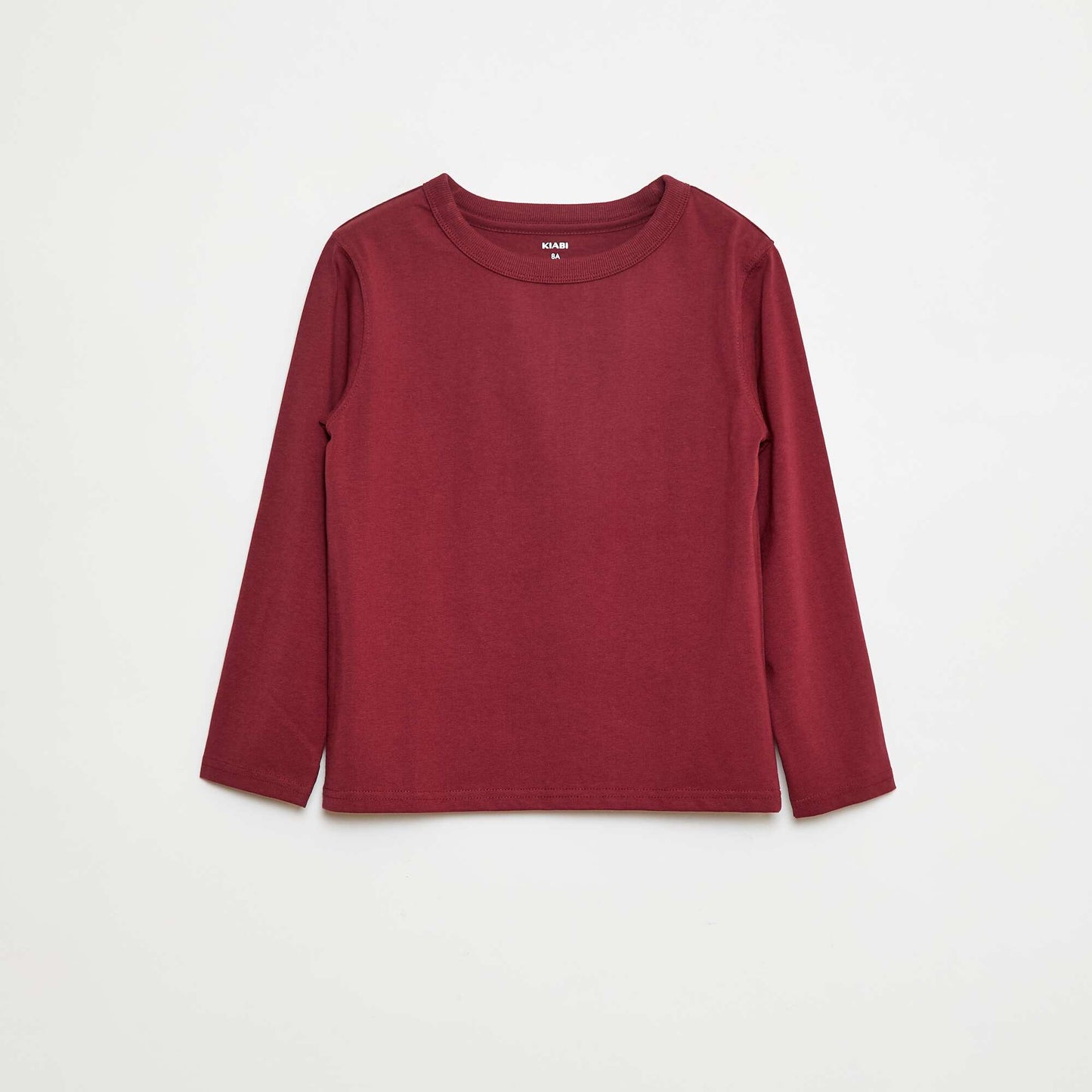 T-shirt manches longues uni ROUGE