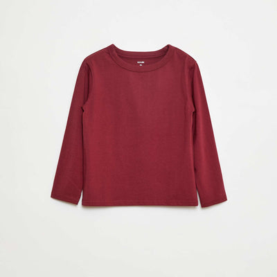 T-shirt manches longues uni ROUGE