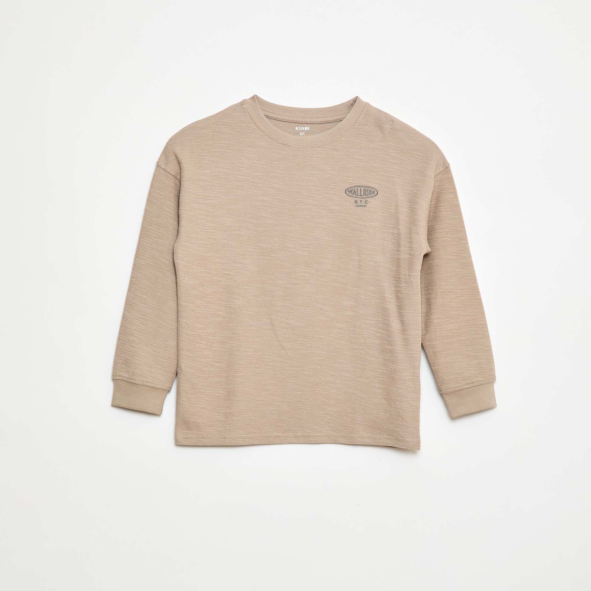 T-shirt en maille avec broderie BEIGE