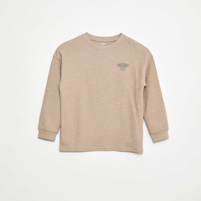 T-shirt en maille avec broderie BEIGE