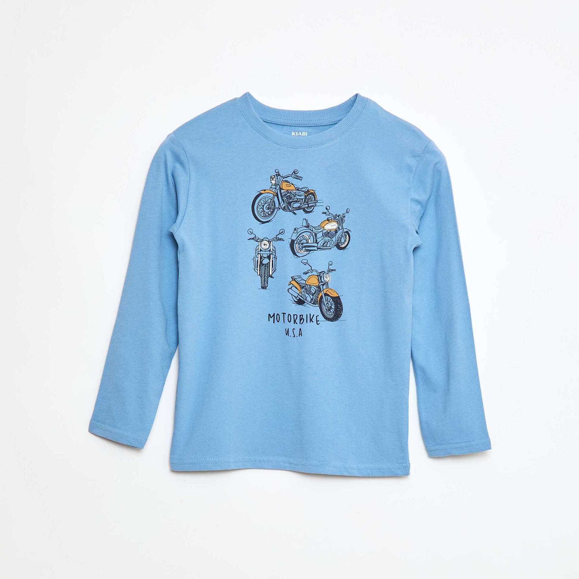 T-shirt imprimé à manches longues BLEU