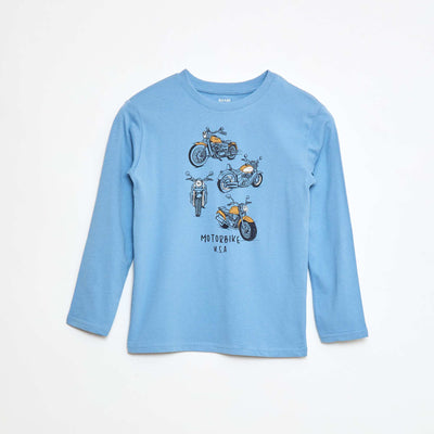 T-shirt imprimé à manches longues BLEU