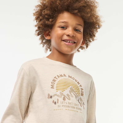 T-shirt imprimé à manches longues MARRON
