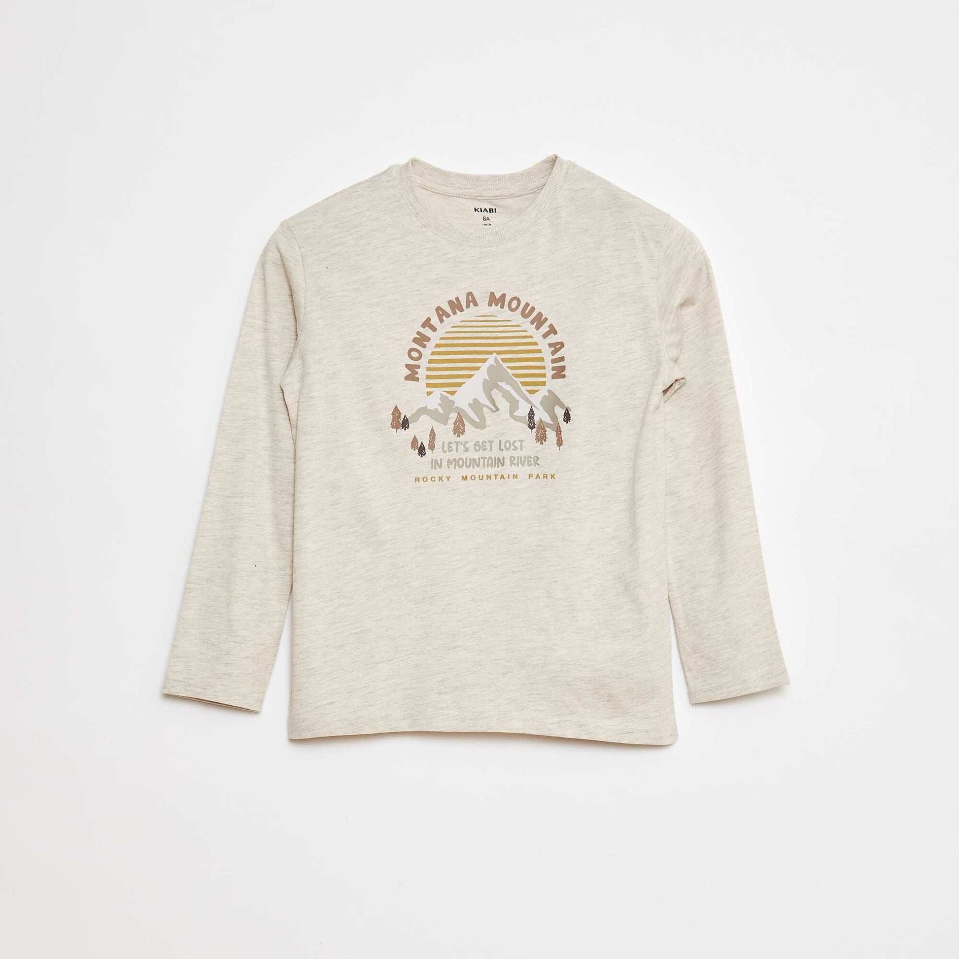 T-shirt imprimé à manches longues MARRON