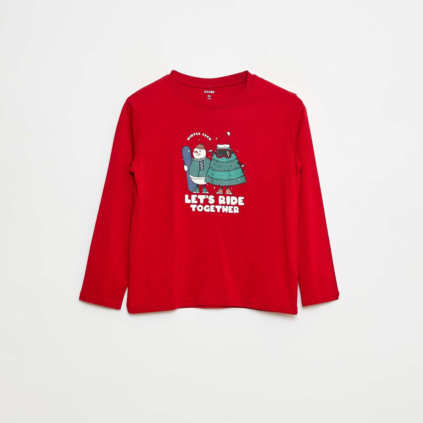 T-shirt imprimé à manches longues ROUGE