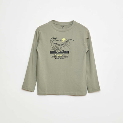 T-shirt imprimé à manches longues VERT
