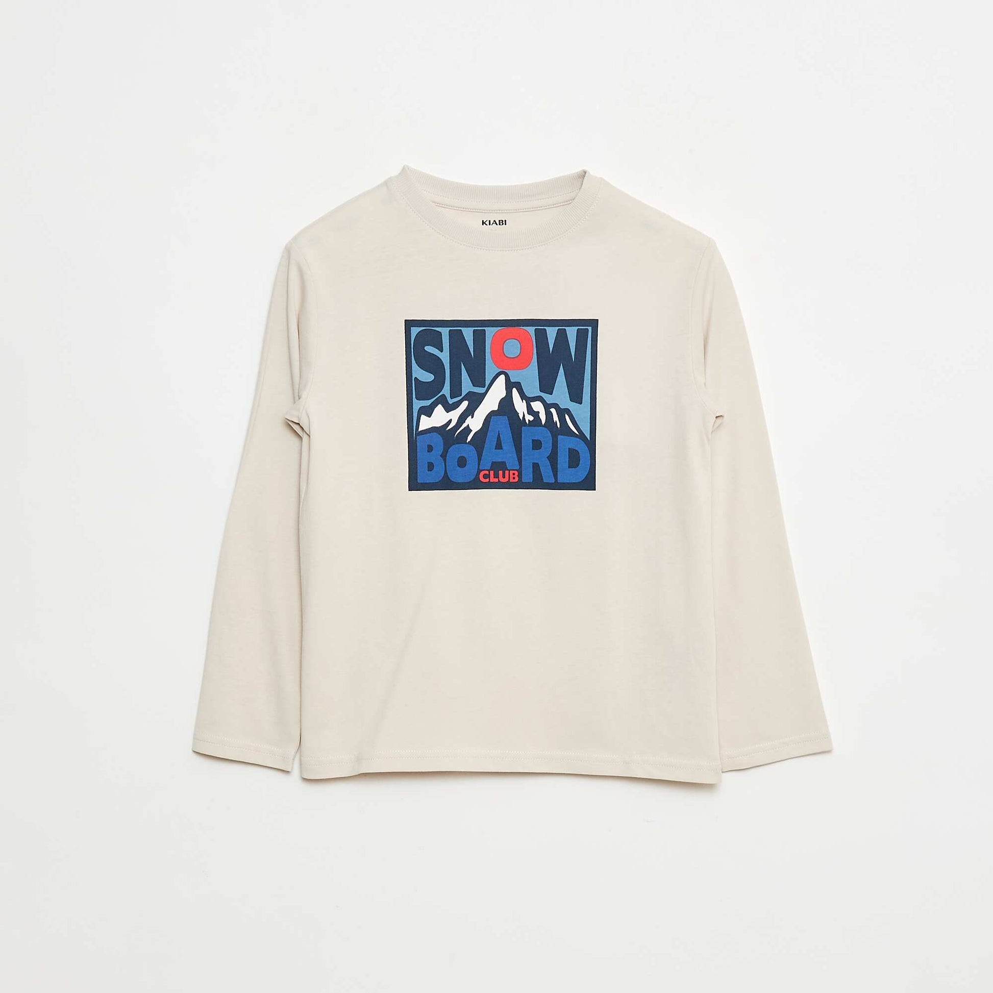 T-shirt imprimé à manches longues BEIGE