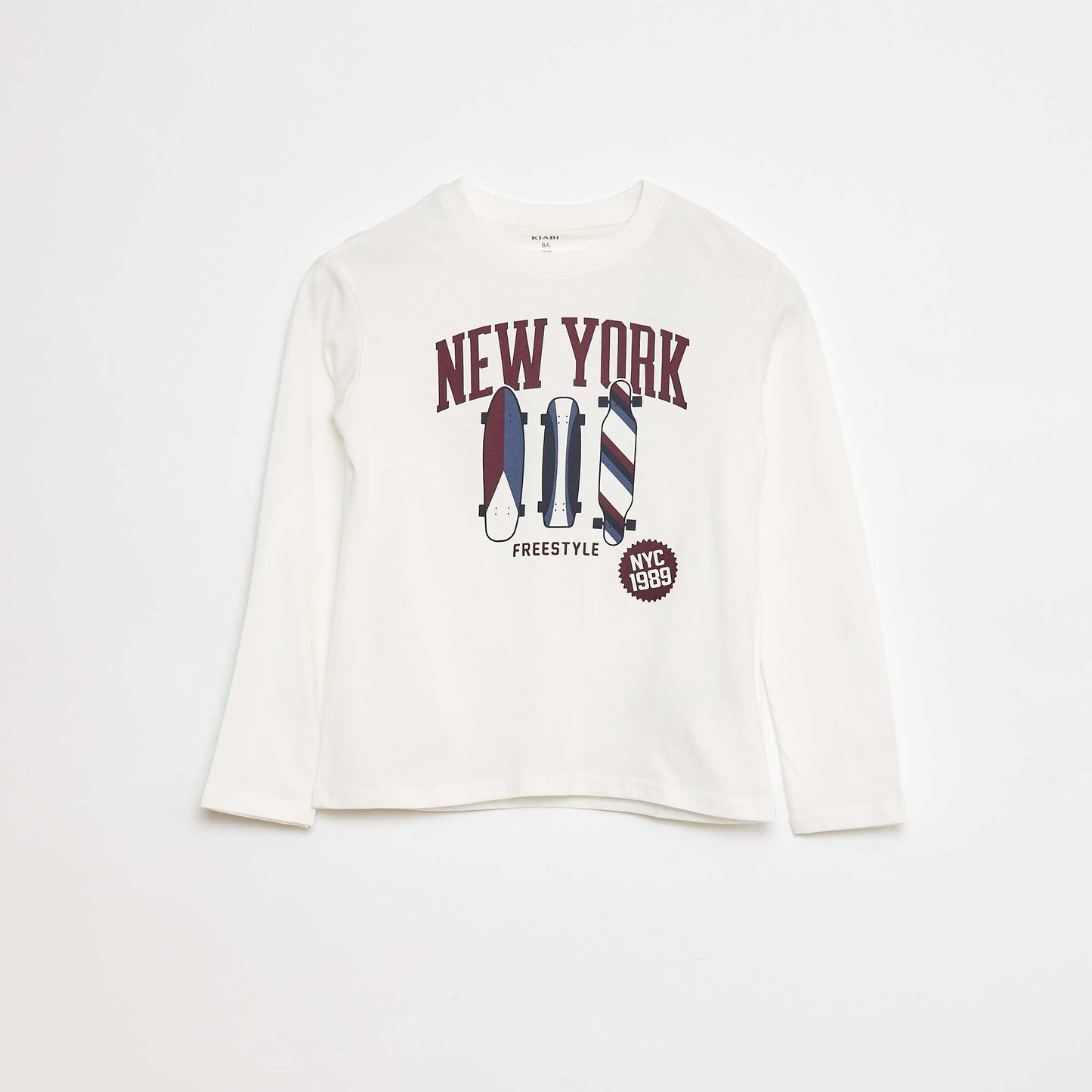 T-shirt imprimé à manches longues BLANC