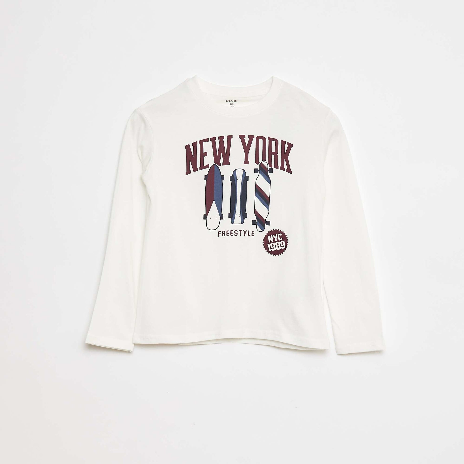 T-shirt imprimé à manches longues BLANC
