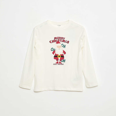 T-shirt imprimé à manches longues BEIGE