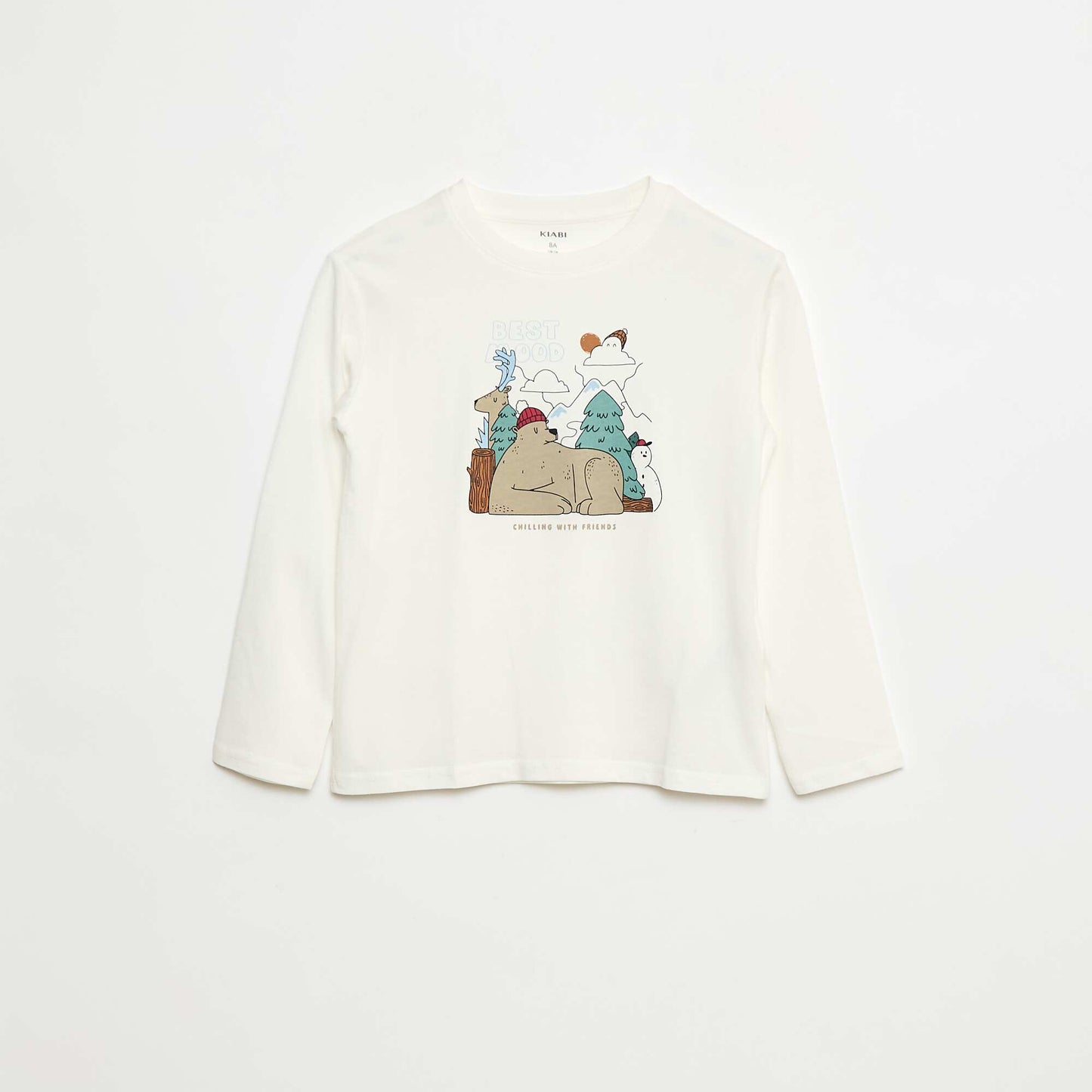 T-shirt imprimé à manches longues BLANC