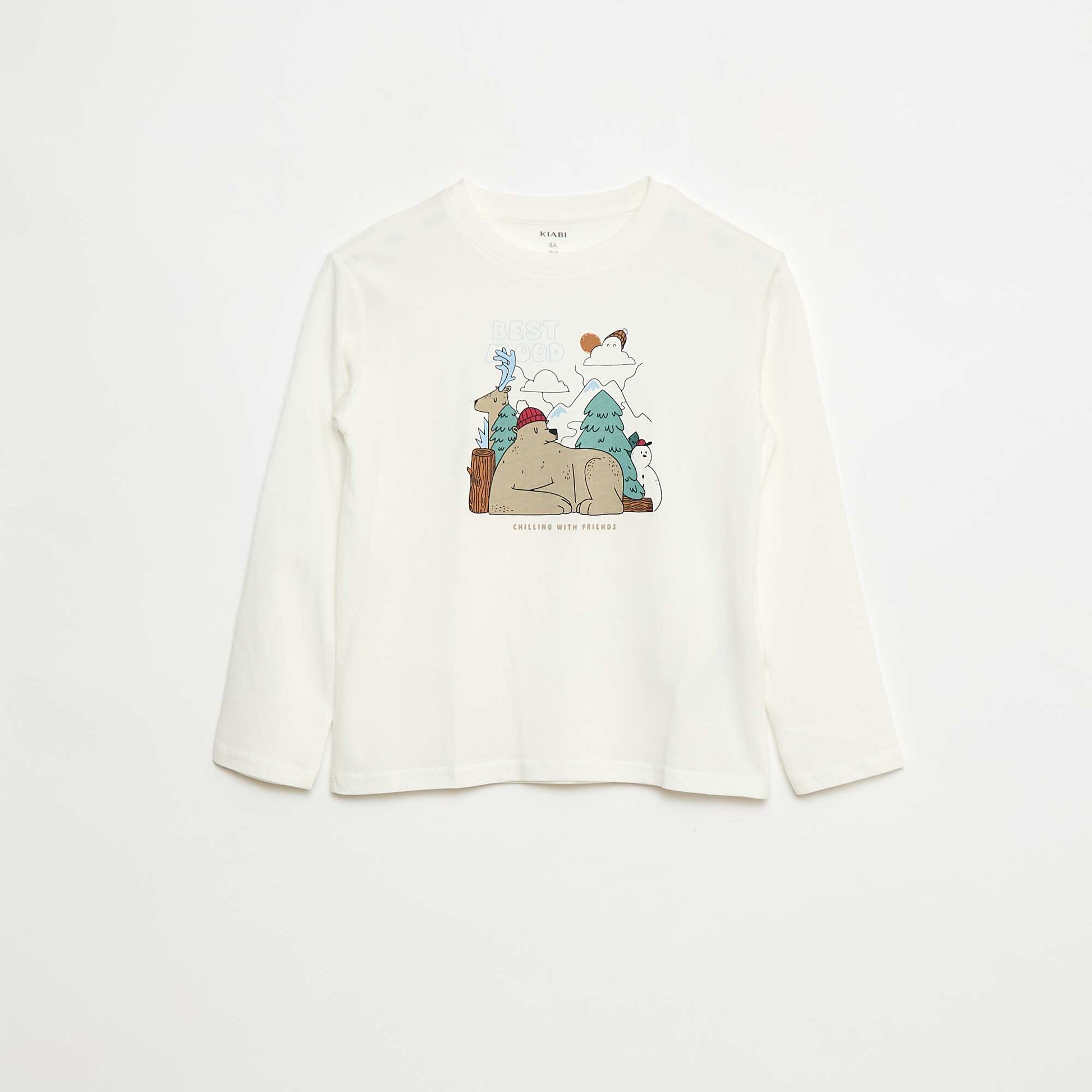 T-shirt imprimé à manches longues BLANC