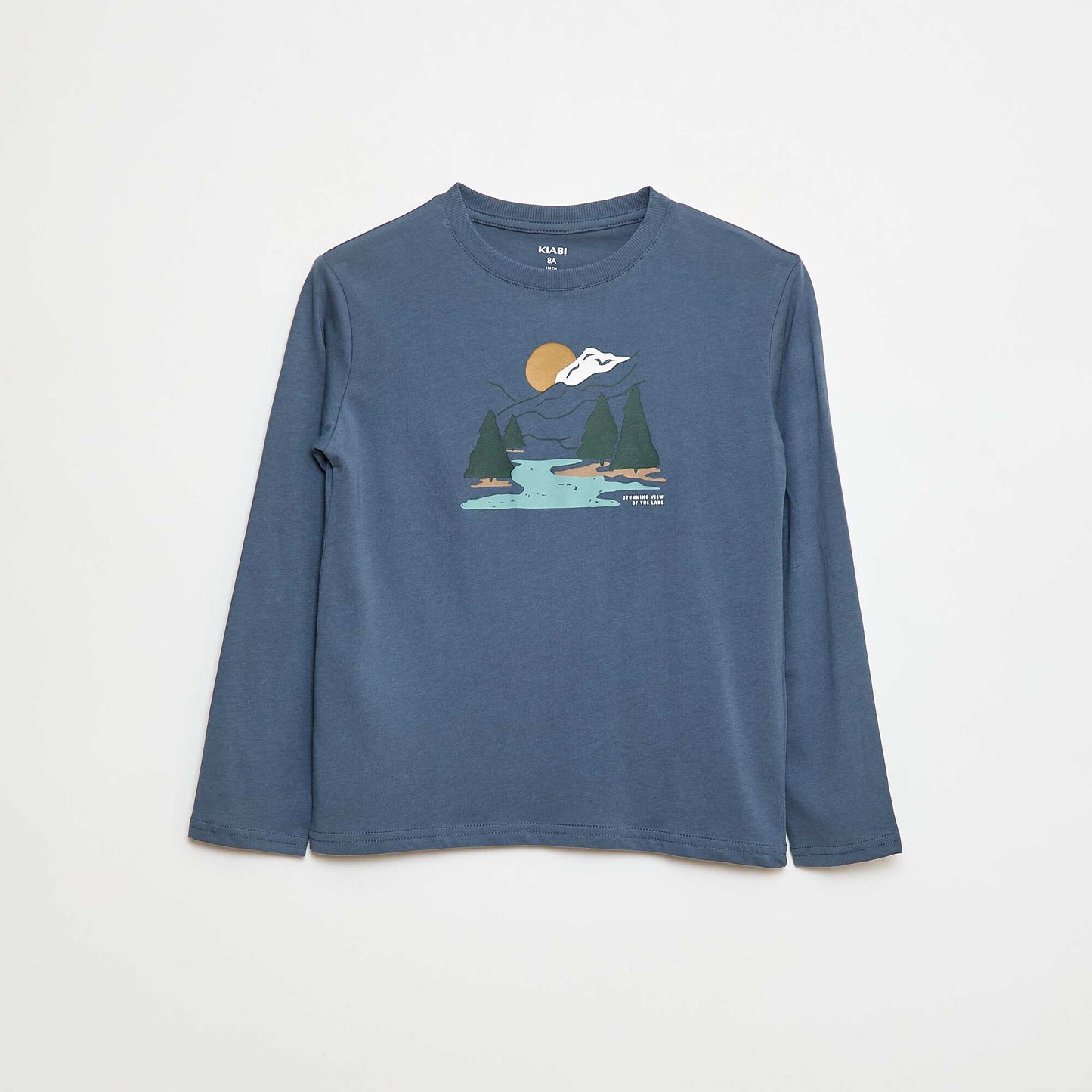 T-shirt imprimé à manches longues BLEU