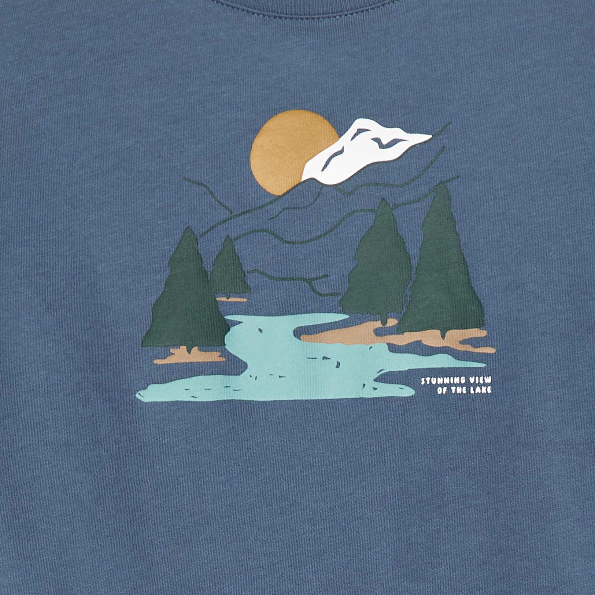T-shirt imprimé à manches longues BLEU
