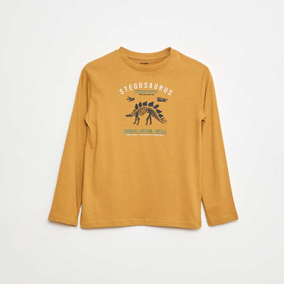 T-shirt imprimé à manches longues JAUNE
