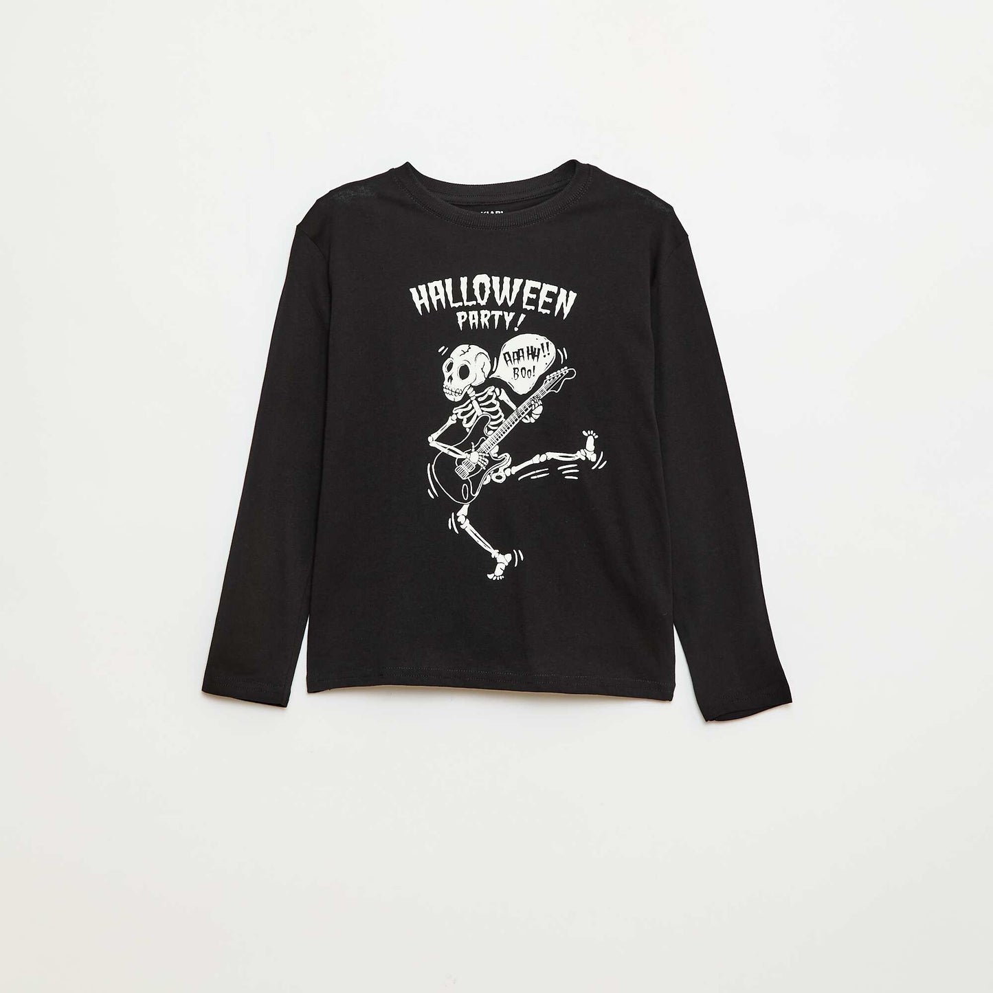 T-shirt imprimé à manches longues NOIR