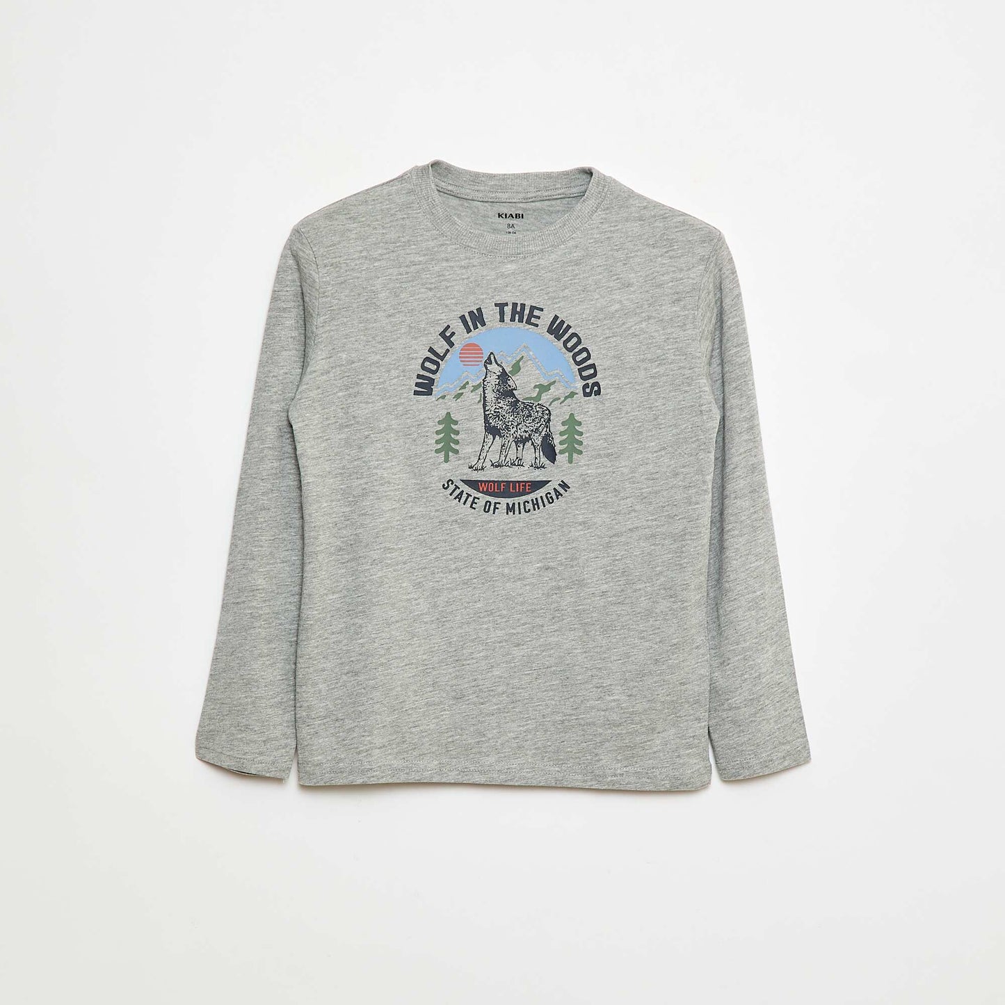 T-shirt imprimé à manches longues GRIS