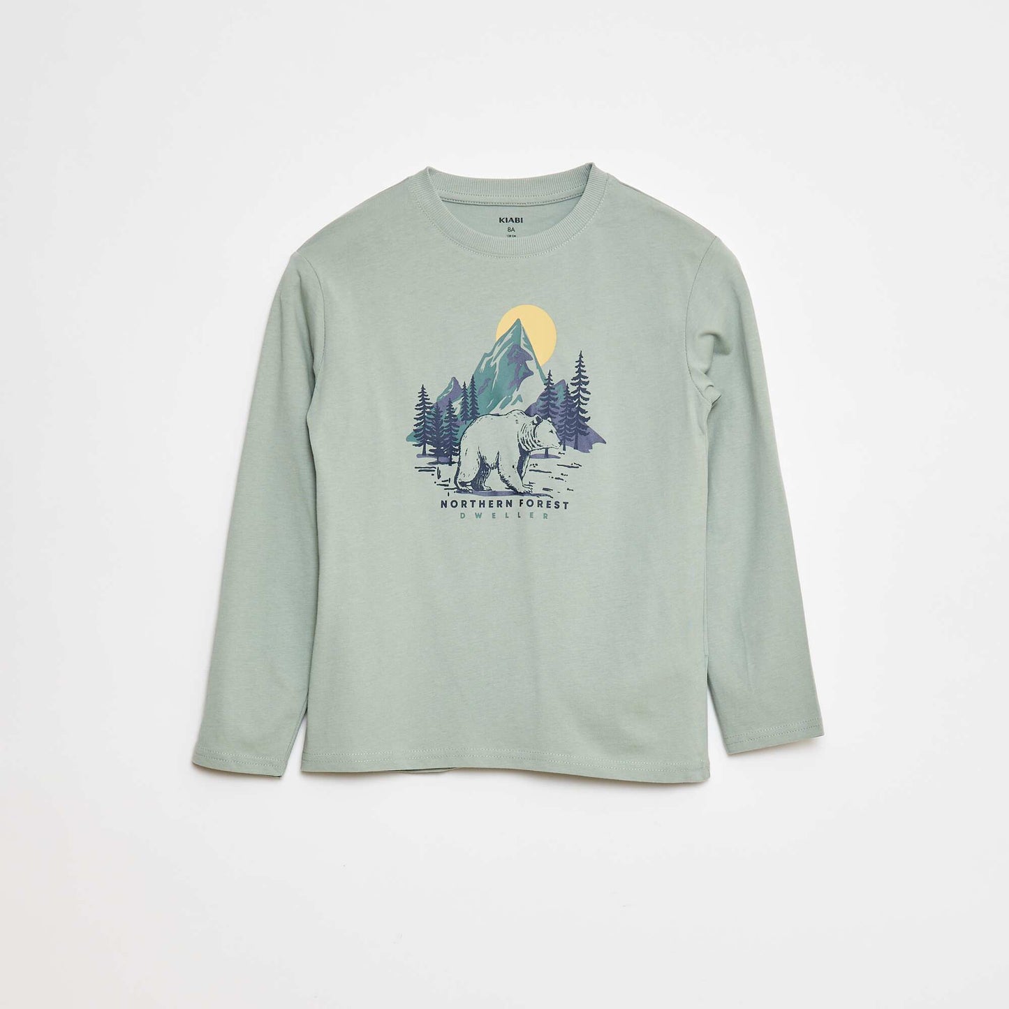 T-shirt imprimé à manches longues VERT