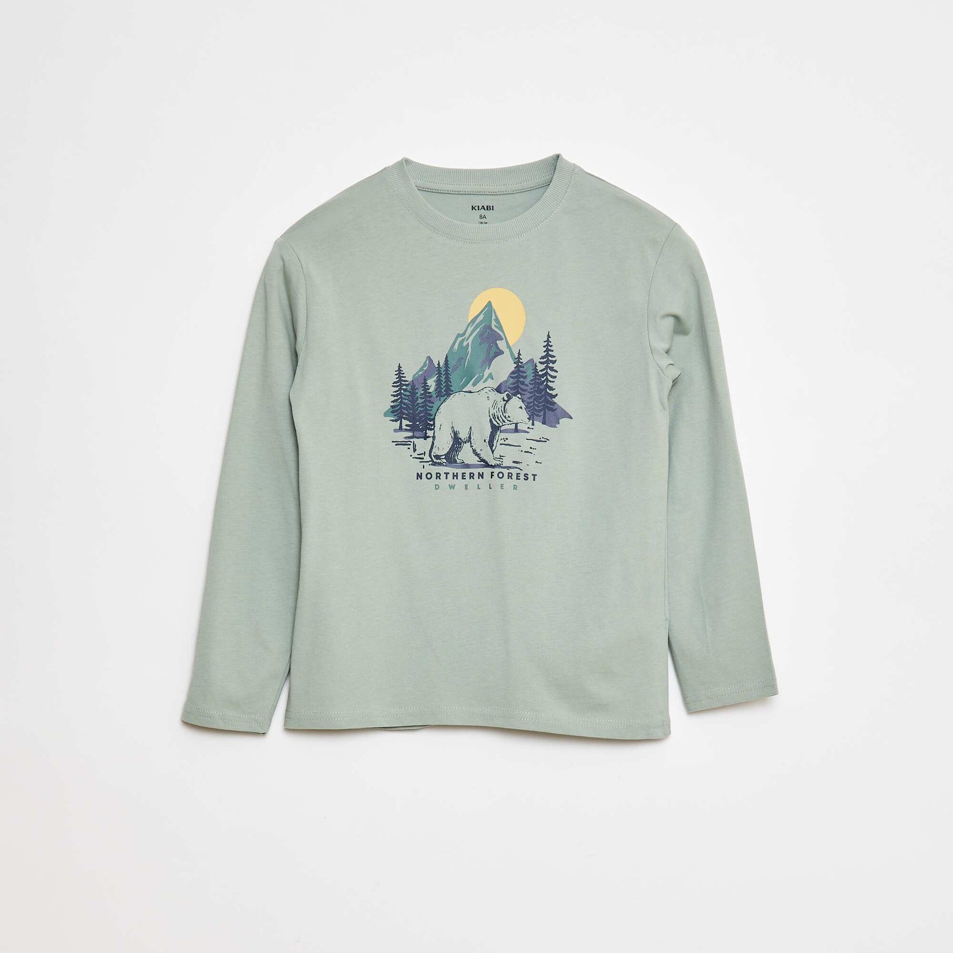 T-shirt imprimé à manches longues VERT