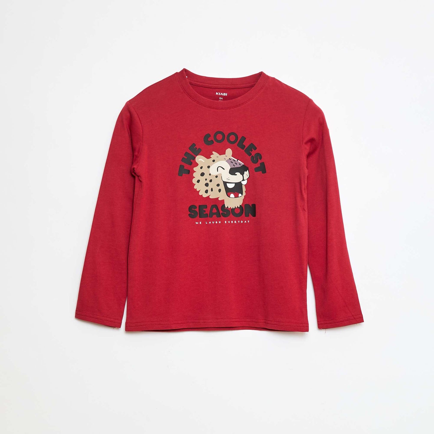 T-shirt imprimé à manches longues ROUGE