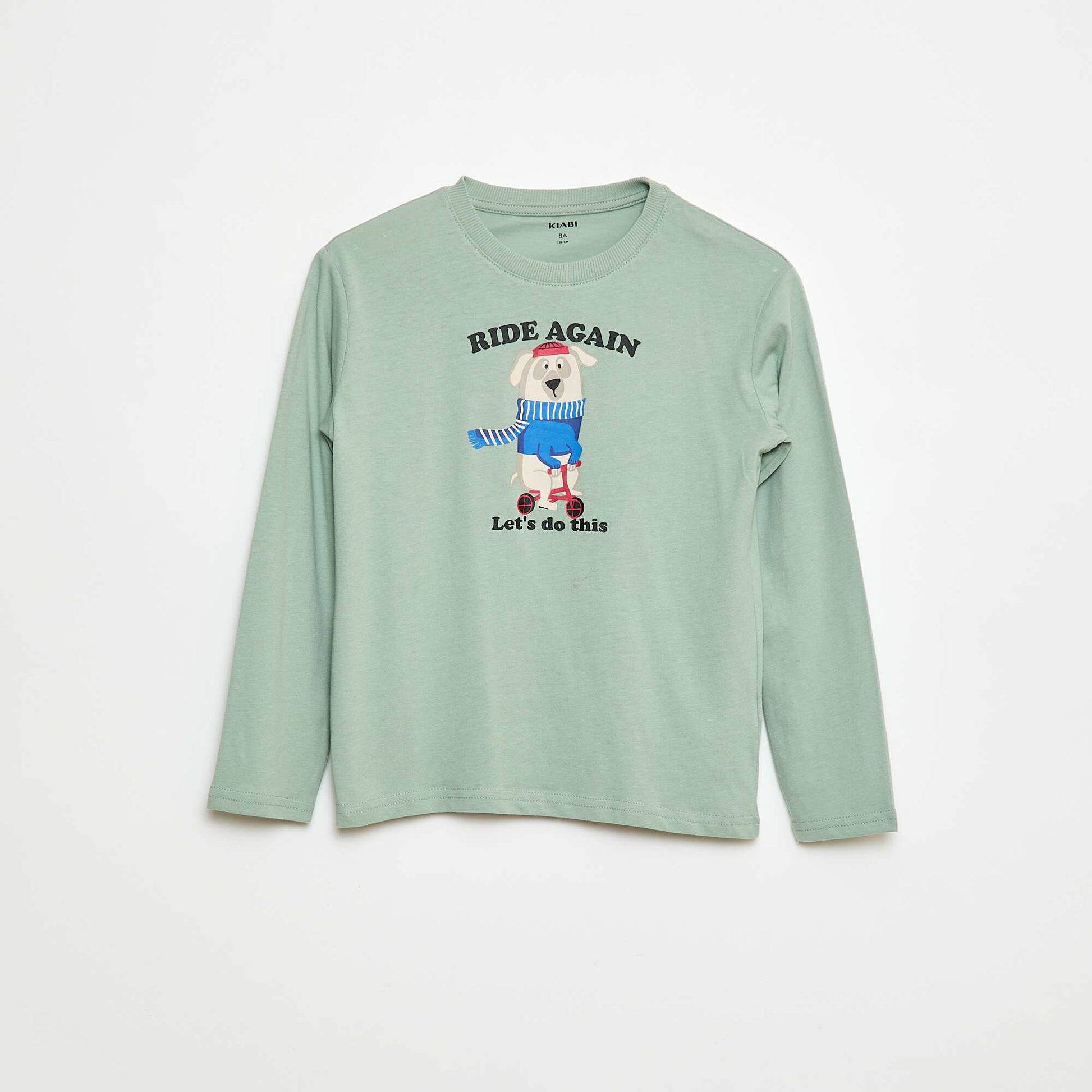 T-shirt imprimé à manches longues BLEU