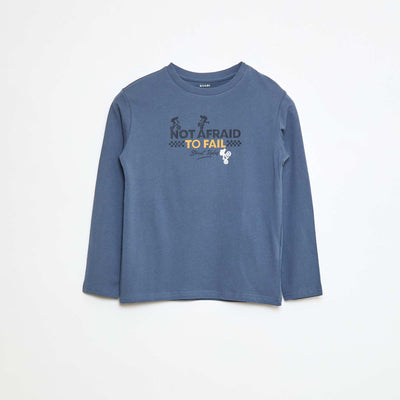 T-shirt imprimé à manches longues BLEU