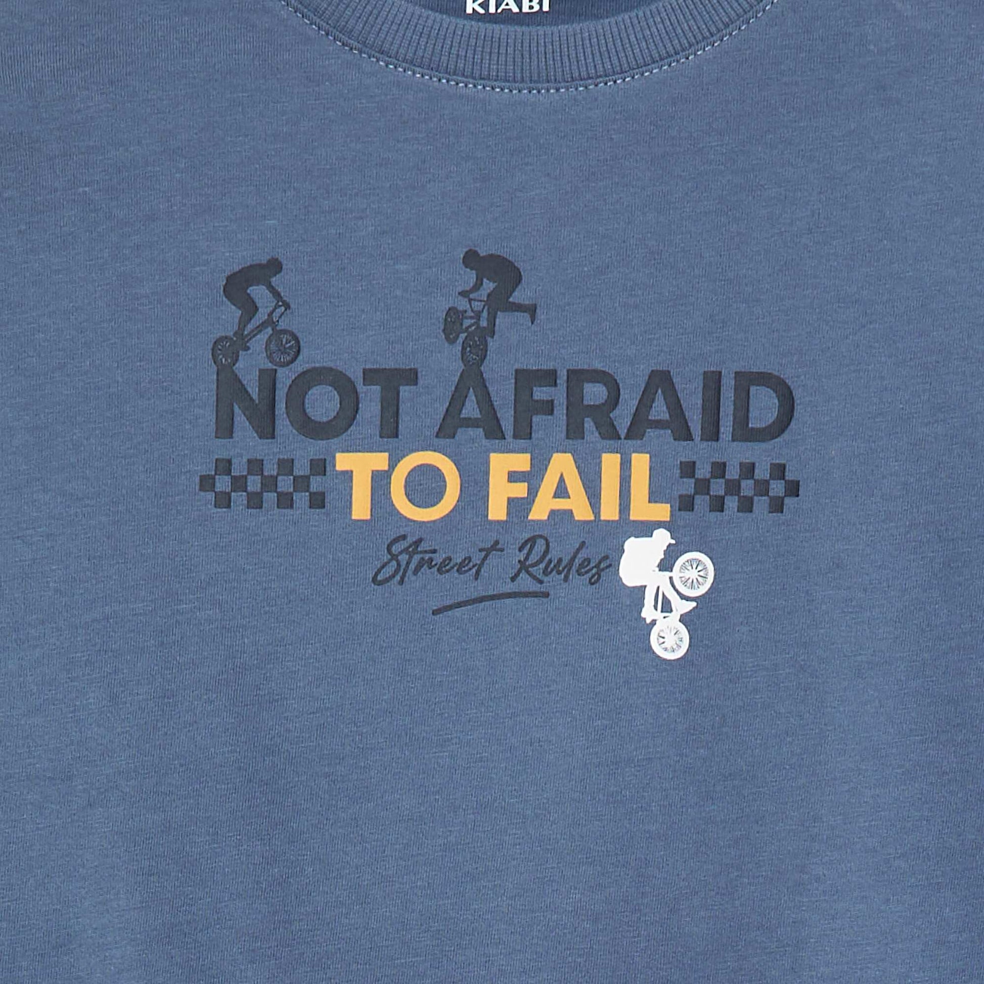 T-shirt imprimé à manches longues BLEU