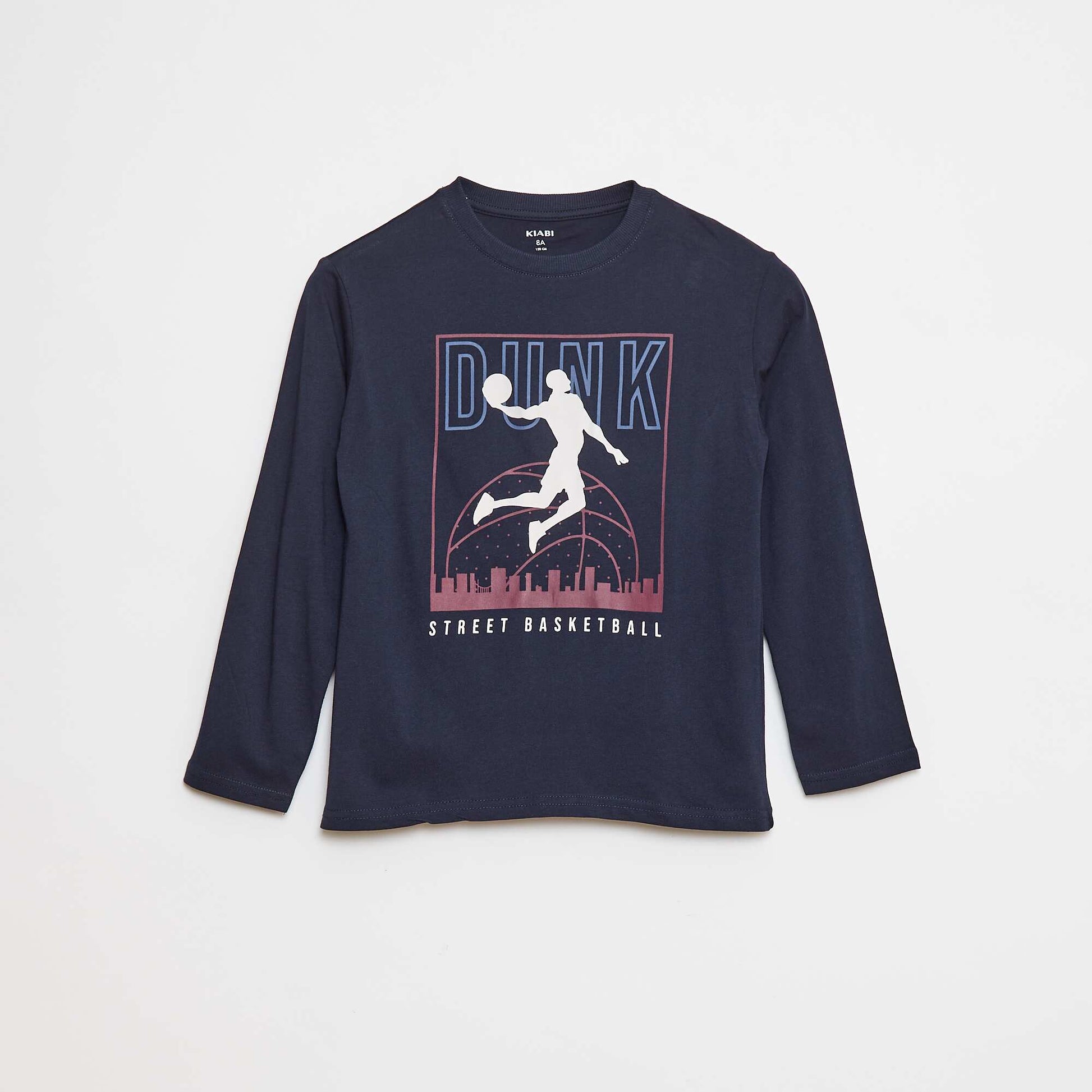 T-shirt imprimé à manches longues BLEU