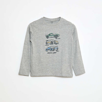T-shirt imprimé à manches longues GRIS
