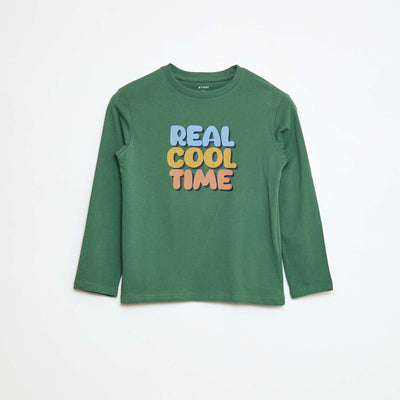 T-shirt imprimé à manches longues VERT