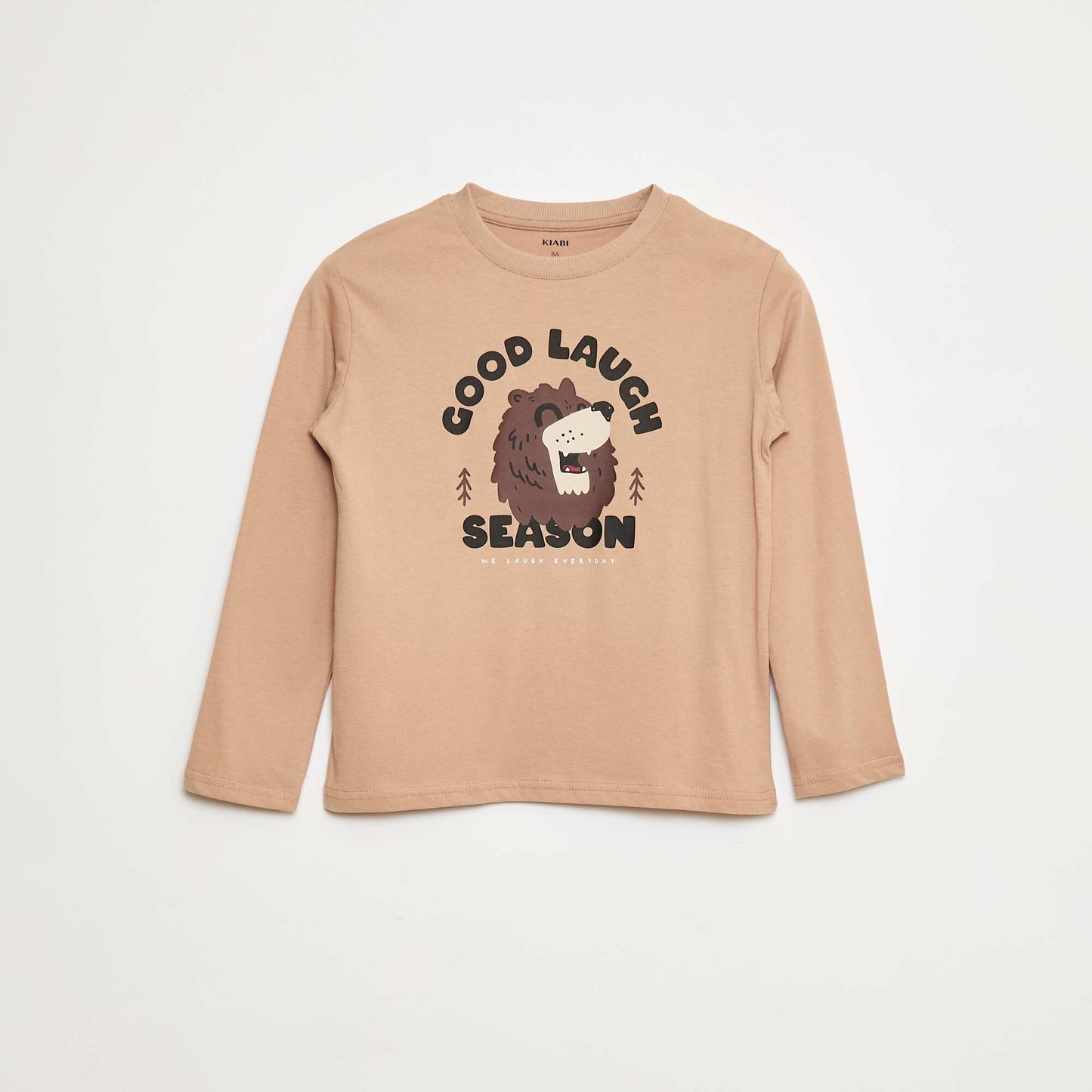 T-shirt imprimé à manches longues BEIGE
