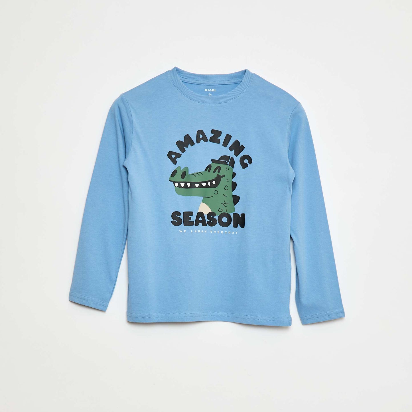 T-shirt imprimé à manches longues BLEU