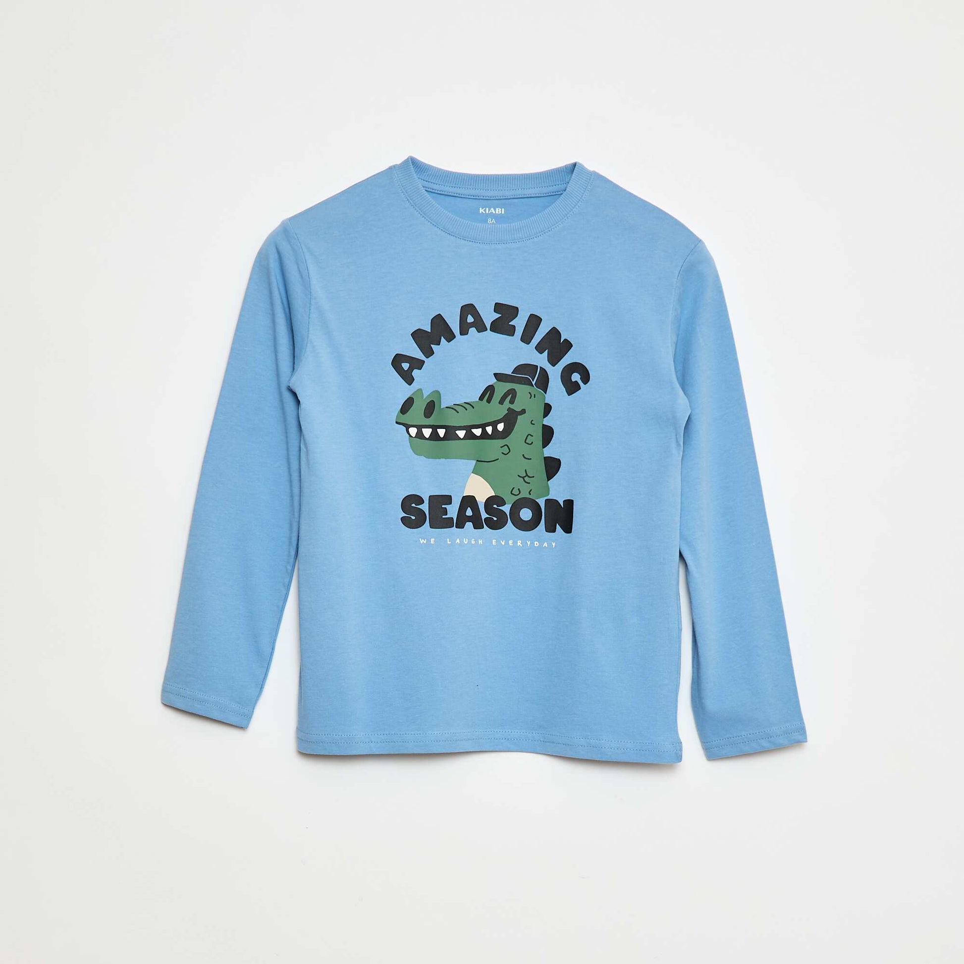 T-shirt imprimé à manches longues BLEU