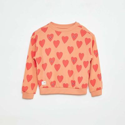 Sweat imprimé recto/verso col rond ORANGE